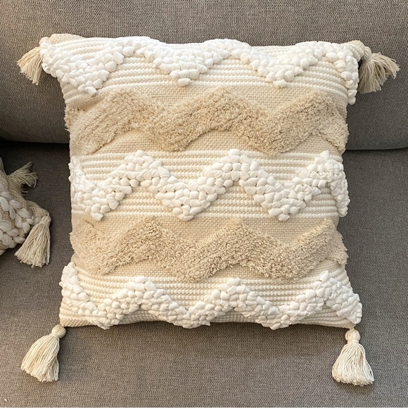 Set of 3 Handmade Boho Scandinavian Beige Aesthetic Decor Textured Pillow Covers - Picture 3 of 5